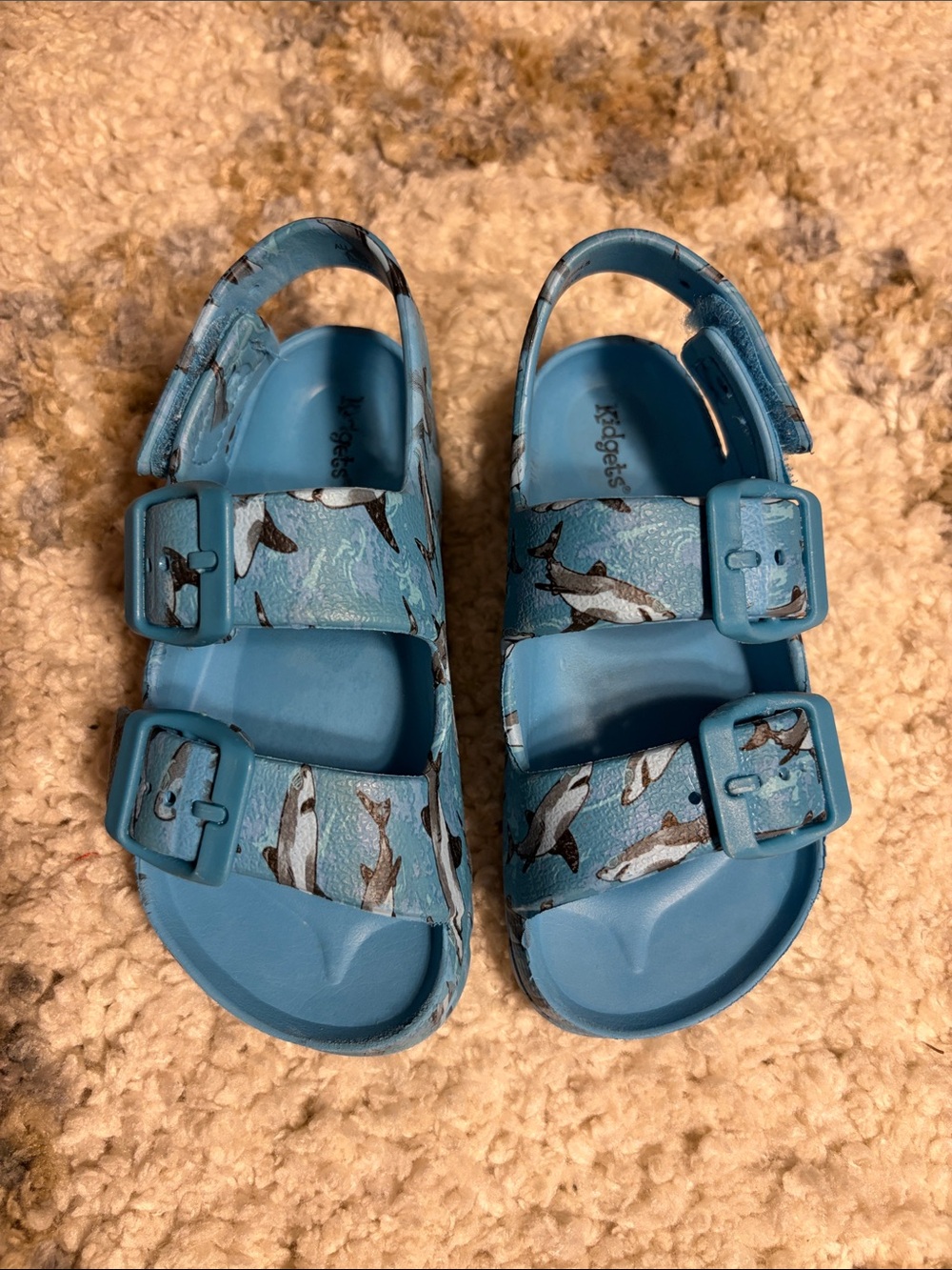 Kidgets Blue Shark-Print Adjustable Kids Sandals